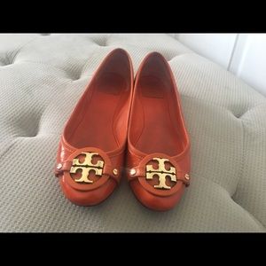 Tory Burch Orange Gold Detailing Flats Size 8 1/2